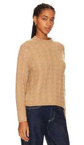 Vince Twisted Cable Cropped Crew in Beige