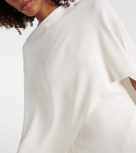 Valentino Caped asymmetric silk midi dress