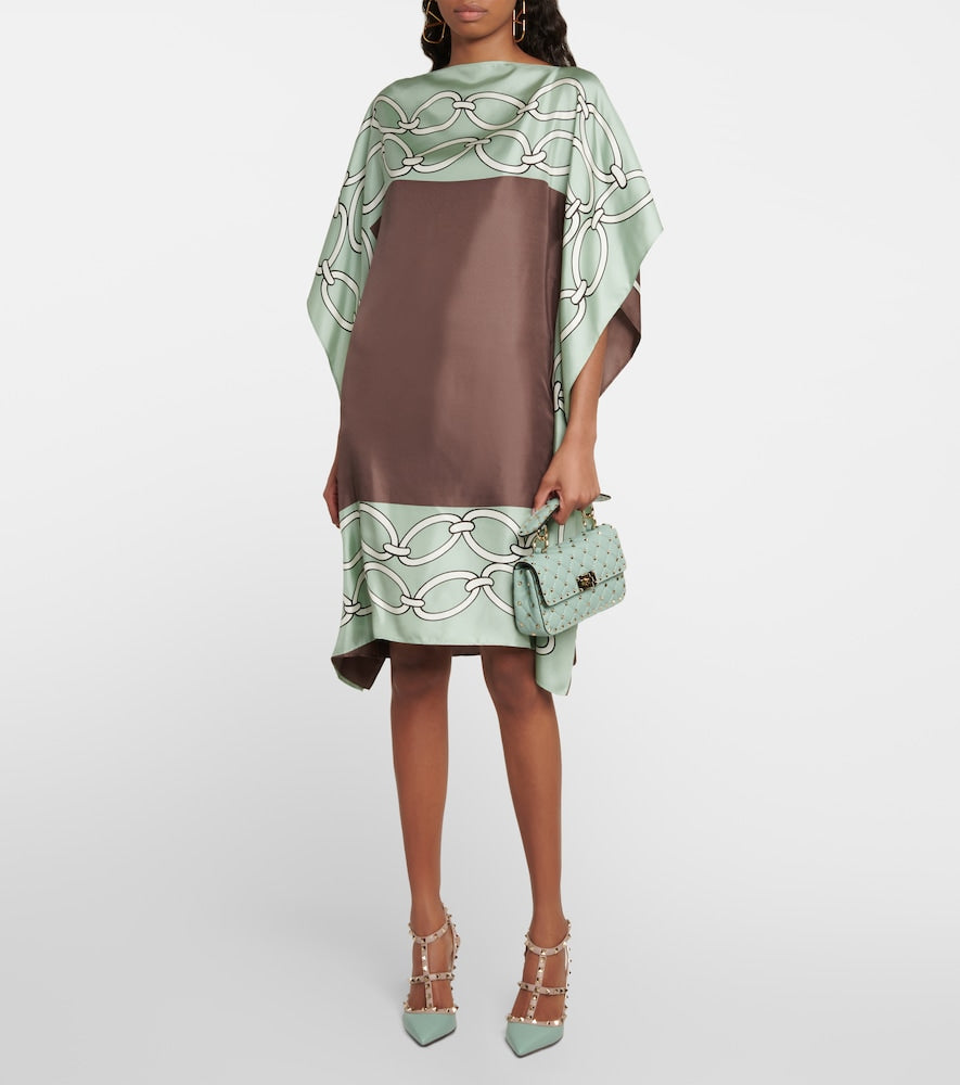 Valentino Chain-print silk kaftan dress