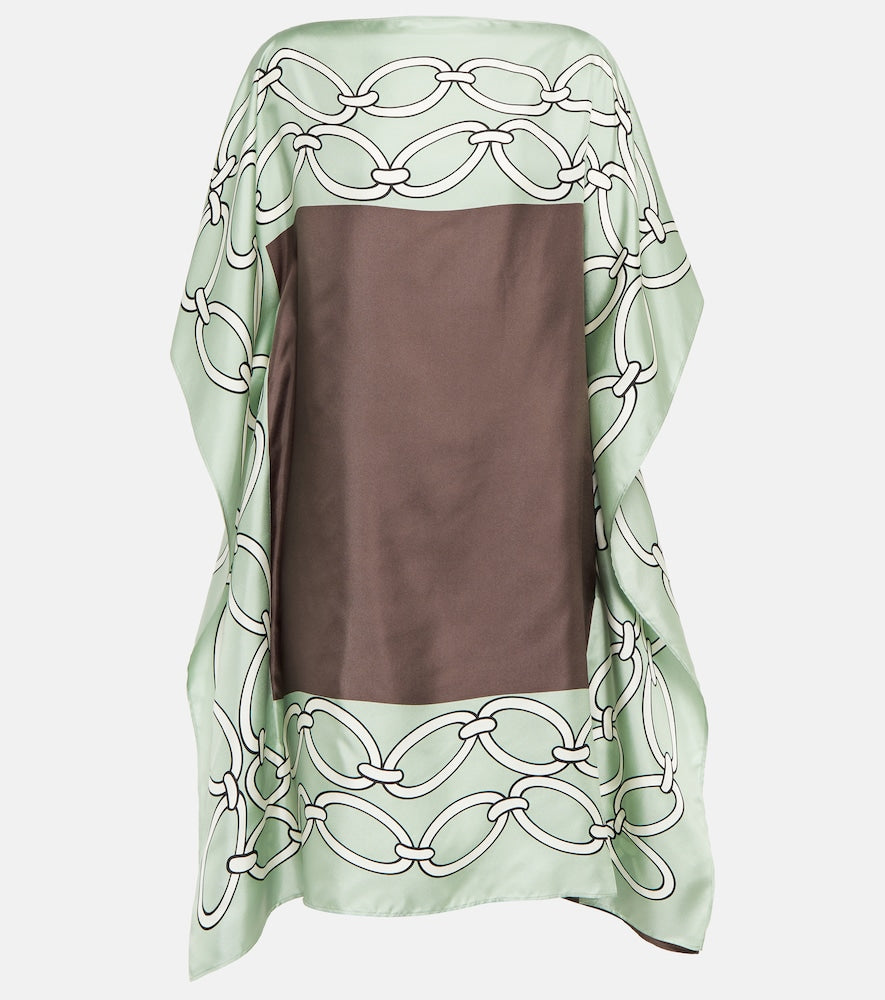 Valentino Chain-print silk kaftan dress. Valentino 链条印花真丝长袍连衣裙