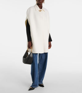 Valentino Compact Drap VLogo wool and cashmere cape