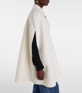 Valentino Compact Drap VLogo wool and cashmere cape