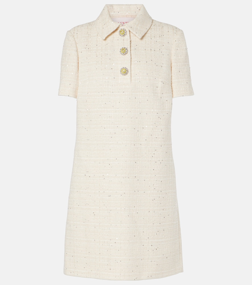 Valentino Cotton-blend tweed minidress. Valentino 棉混纺粗花呢迷你连衣裙