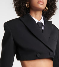 Valentino Cropped wool grisaille blazer