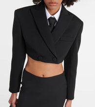 Valentino Cropped wool grisaille blazer