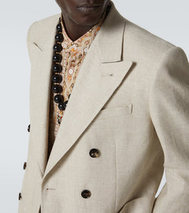 Valentino Double-breasted linen-blend blazer