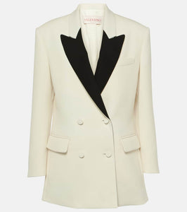 Valentino Double-breasted wool-blend cr√É¬™pe blazer