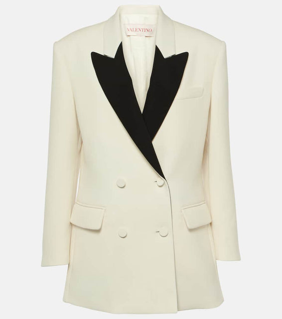 Valentino Double-breasted wool-blend cr√É¬™pe blazer