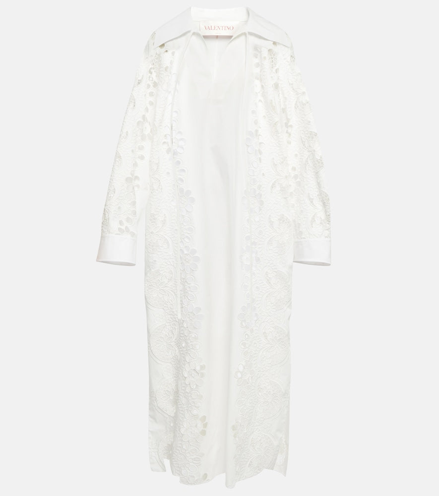 Valentino Embroidered cotton midi dress. Valentino刺绣棉质中长连衣裙