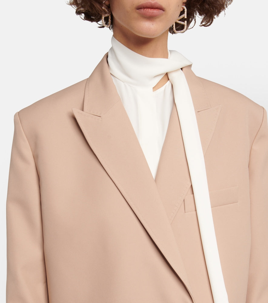 Valentino Feather-trimmed double-breasted blazer