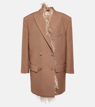 Valentino Feather-trimmed double-breasted blazer