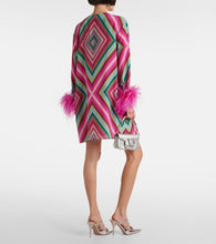 Valentino Feather-trimmed silk  de chine minidress