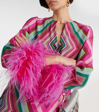 Valentino Feather-trimmed silk  de chine minidress