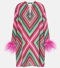 Valentino Feather-trimmed silk  de chine minidress. Valentino 羽毛饰边真丝绉绸迷你连衣裙