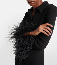 Valentino Feather-trimmed silk midi dress