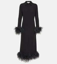 Valentino Feather-trimmed silk midi dress