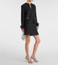 Valentino Feather-trimmed tweed jacket