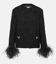 Valentino Feather-trimmed tweed jacket
