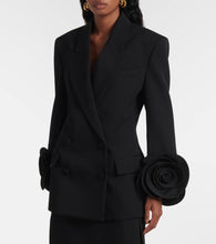 Valentino Floral-appliqu√É¬© virgin wool grisaille blazer