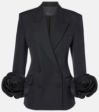 Valentino Floral-appliqu√É¬© virgin wool grisaille blazer