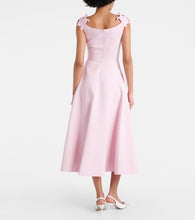 Valentino Floral-appliqu√É¬© wool and silk midi dress