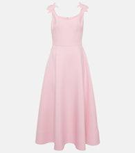 Valentino Floral-appliqu√É¬© wool and silk midi dress. Valentino 花卉贴花羊毛真丝中长连衣裙