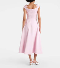Valentino Floral-appliqué wool and silk midi dress