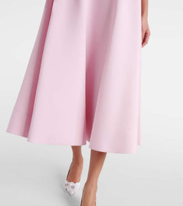 Valentino Floral-appliqué wool and silk midi dress