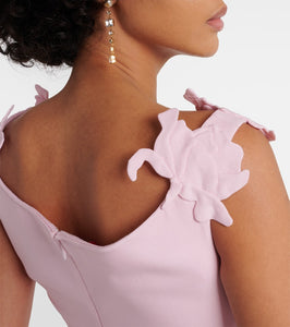 Valentino Floral-appliqué wool and silk midi dress