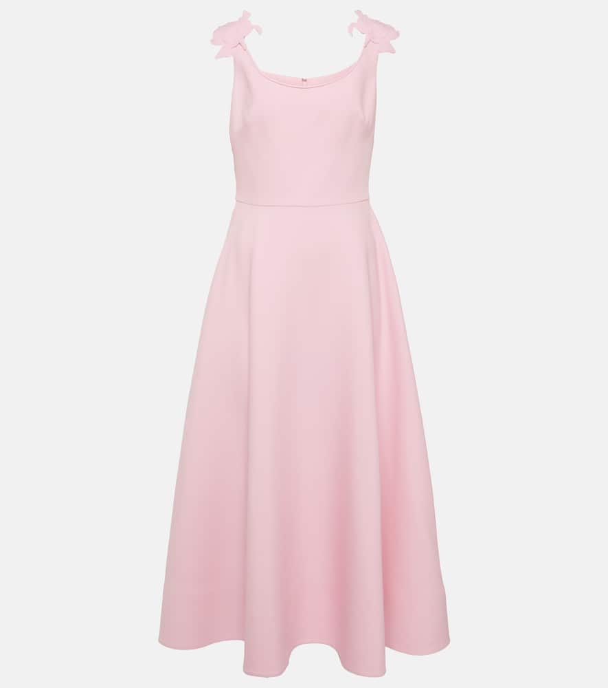 Valentino Floral-appliqué wool and silk midi dress