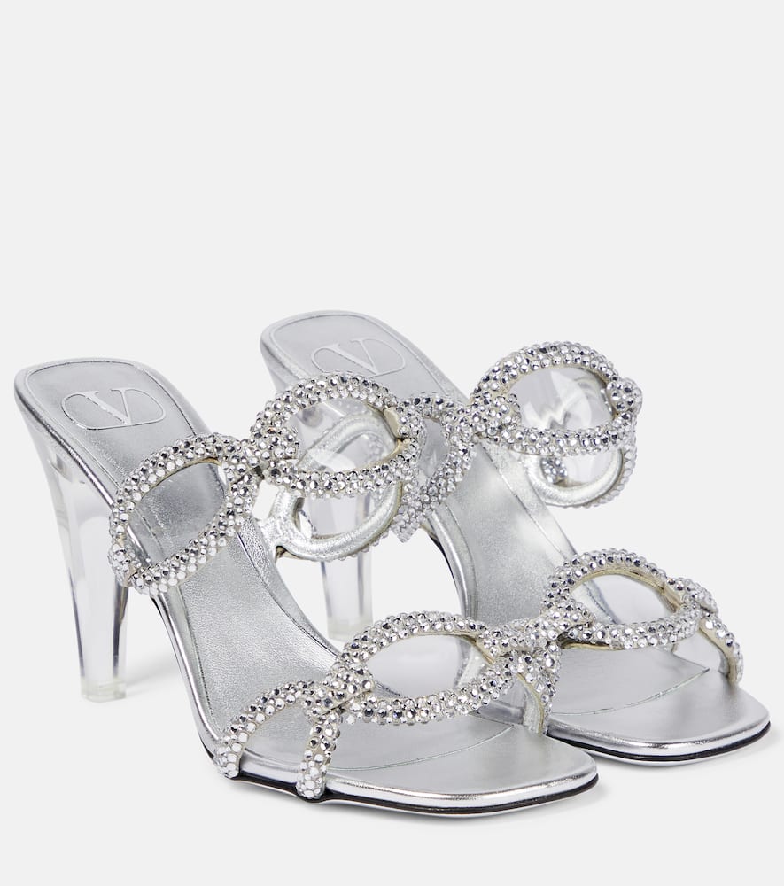 Valentino Garavani 1967 embellished leather chain mules