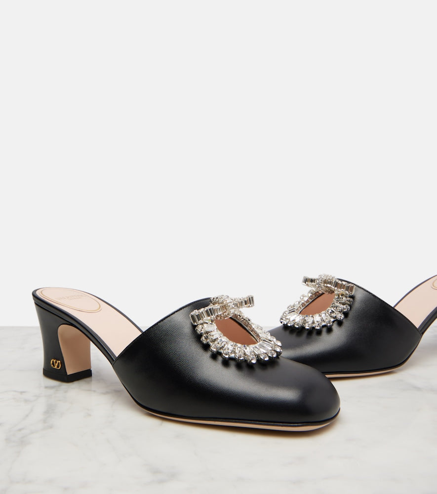 Valentino Garavani Adamantine 60 embellished leather mules