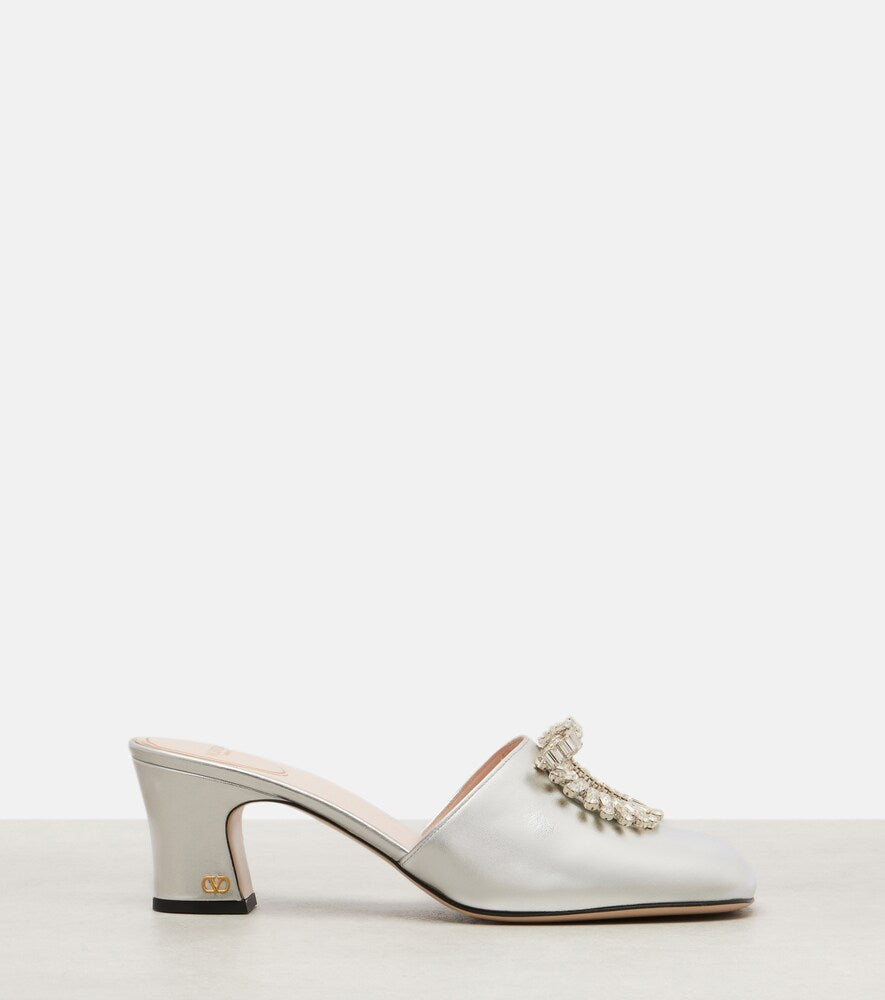 Valentino Garavani Adamantine 60 metallic leather mules