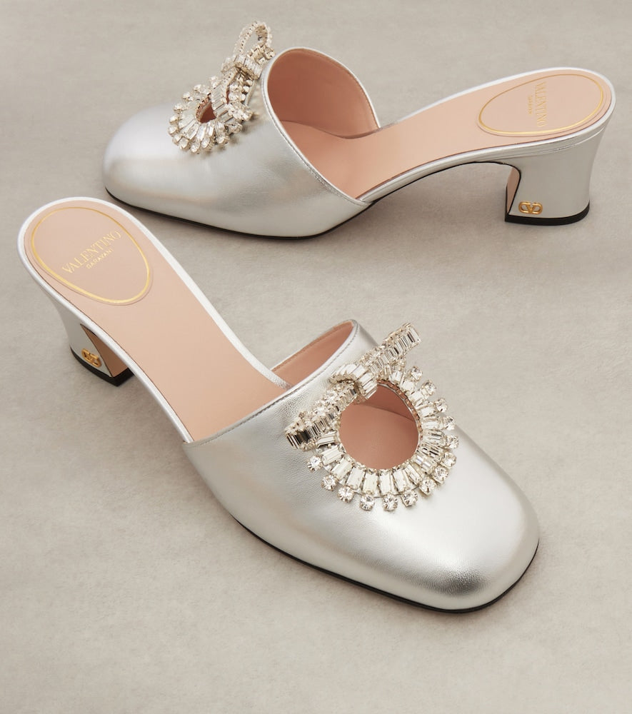 Valentino Garavani Adamantine 60 metallic leather mules