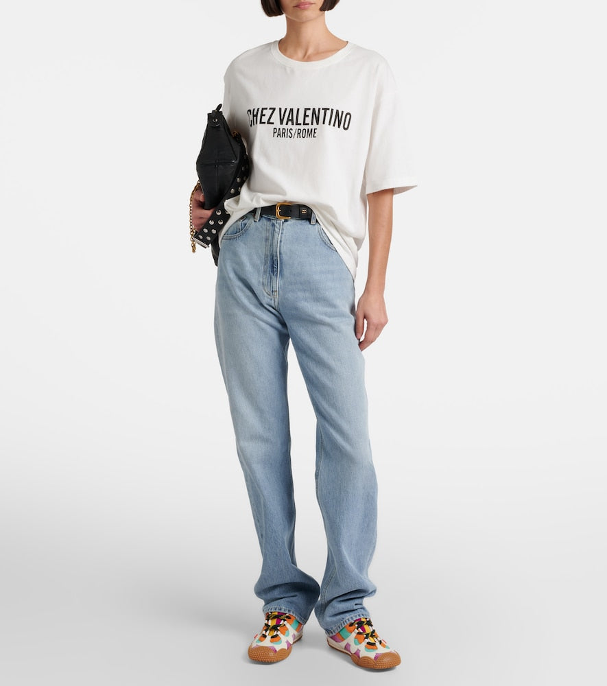 Valentino Garavani Amphibia leather-trimmed sneakers