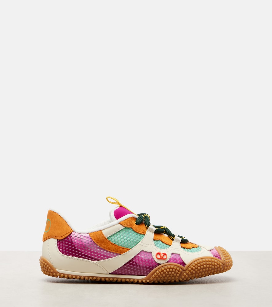 Valentino Garavani Amphibia leather-trimmed sneakers
