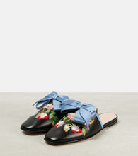Valentino Garavani Beauregard embroidered leather slides