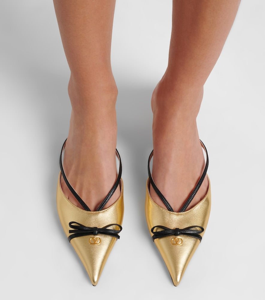 Valentino Garavani Bepointy VLogo 45 metallic leather mules