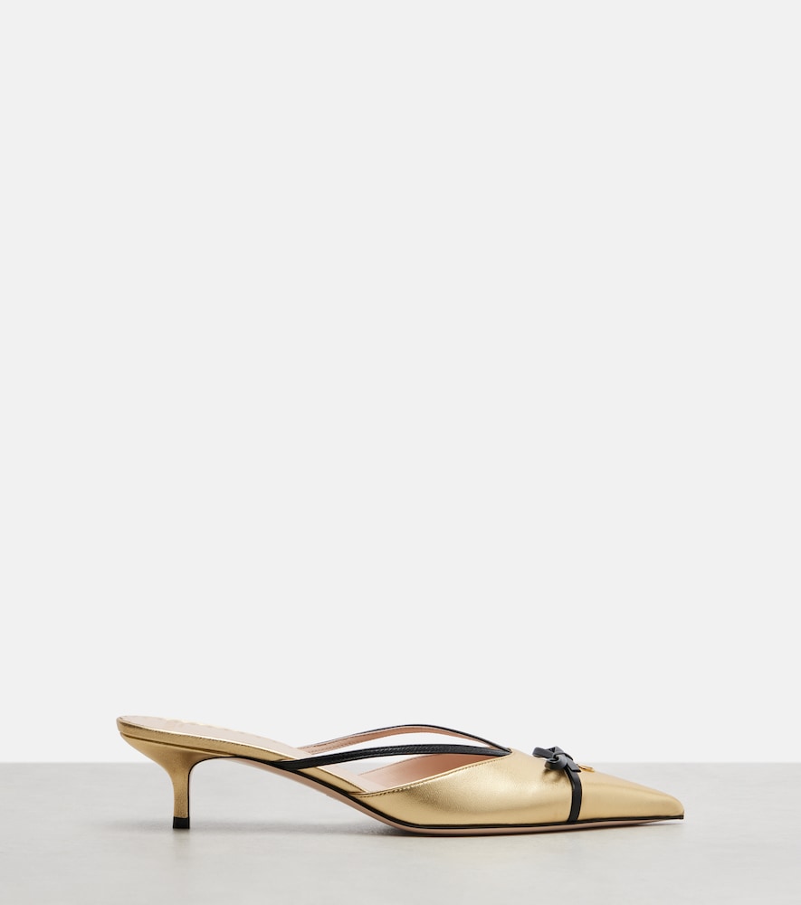Valentino Garavani Bepointy VLogo 45 metallic leather mules