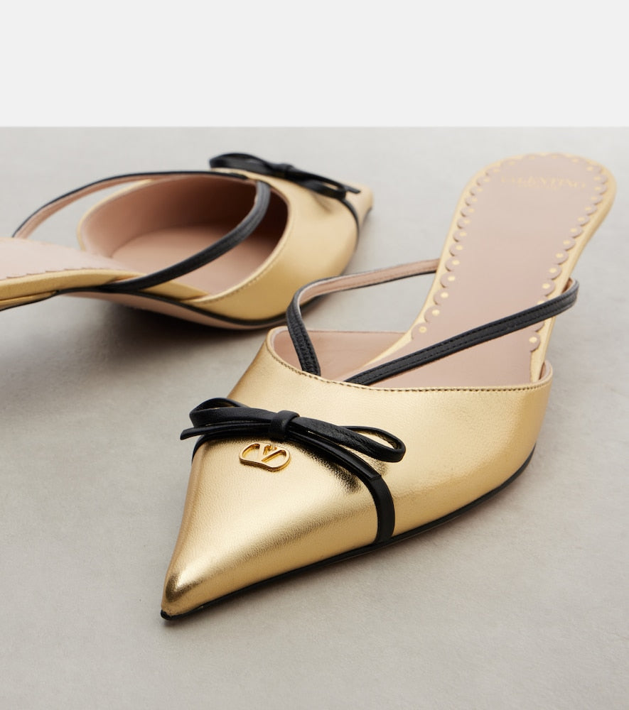 Valentino Garavani Bepointy VLogo 45 metallic leather mules