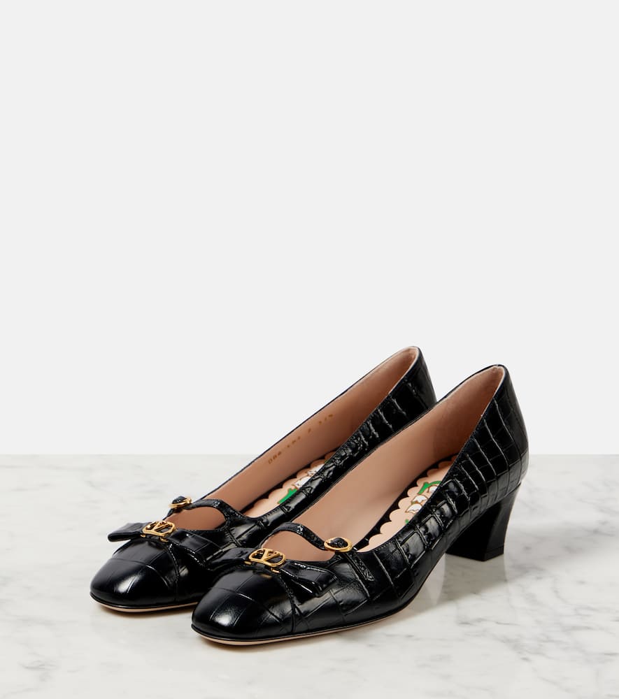 Valentino Garavani Bowow 45 croc-effect leather pumps