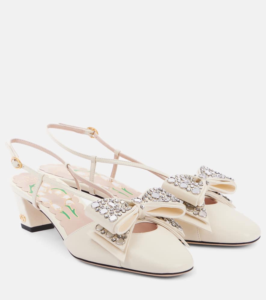 Valentino Garavani Bowow 45 embellished slingback pumps