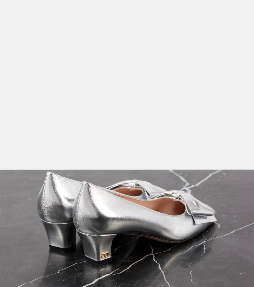 Valentino Garavani Bowow 45 metallic leather pumps