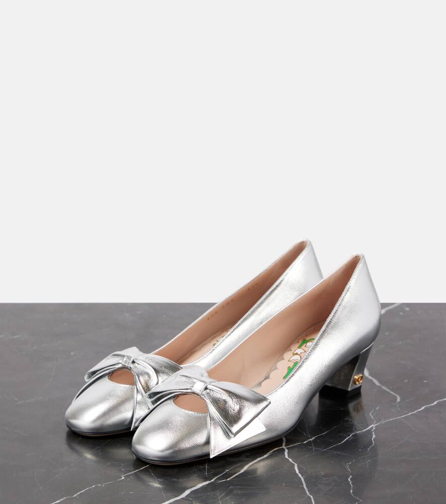 Valentino Garavani Bowow 45 metallic leather pumps