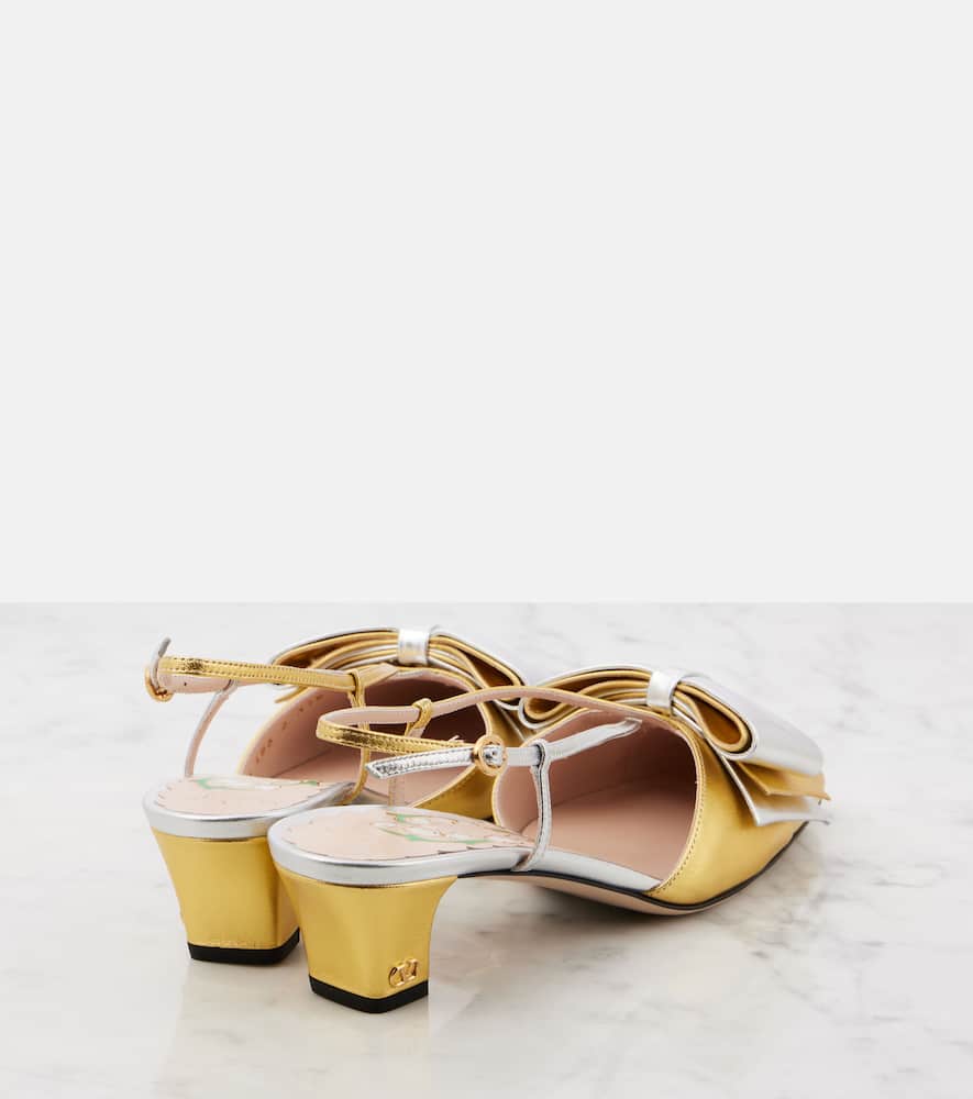 Valentino Garavani Bowow 45 metallic leather slingback pumps