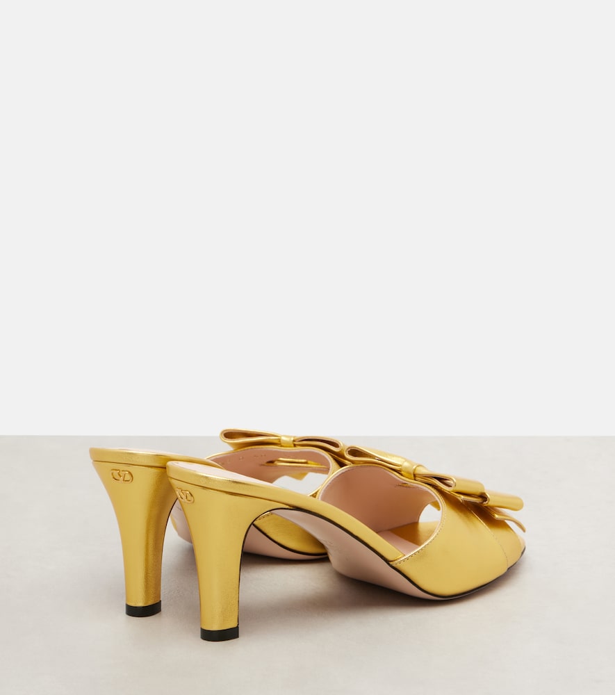 Valentino Garavani Bowow 75 metallic leather mules