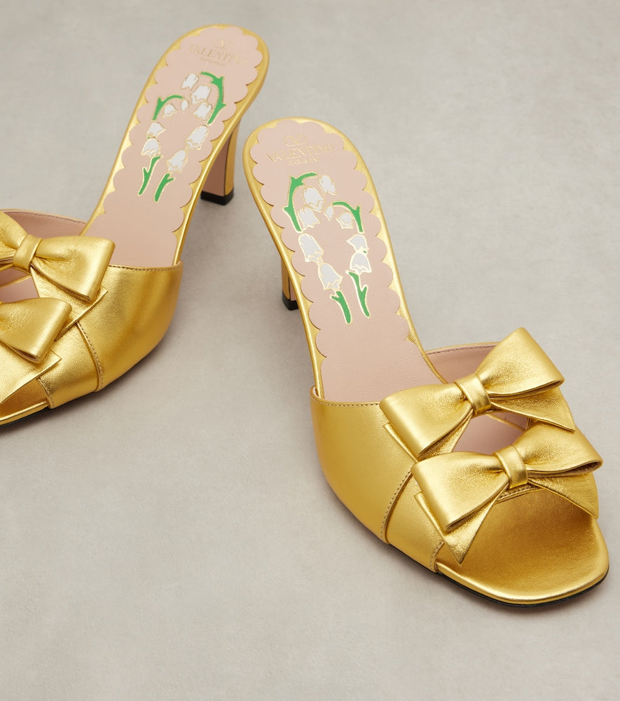 Valentino Garavani Bowow 75 metallic leather mules