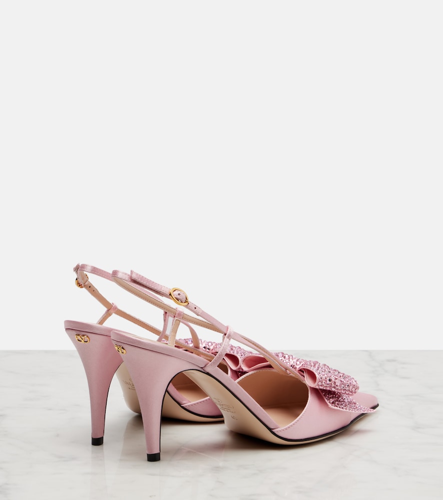Valentino Garavani Bowow 85 embellished satin slingback pumps