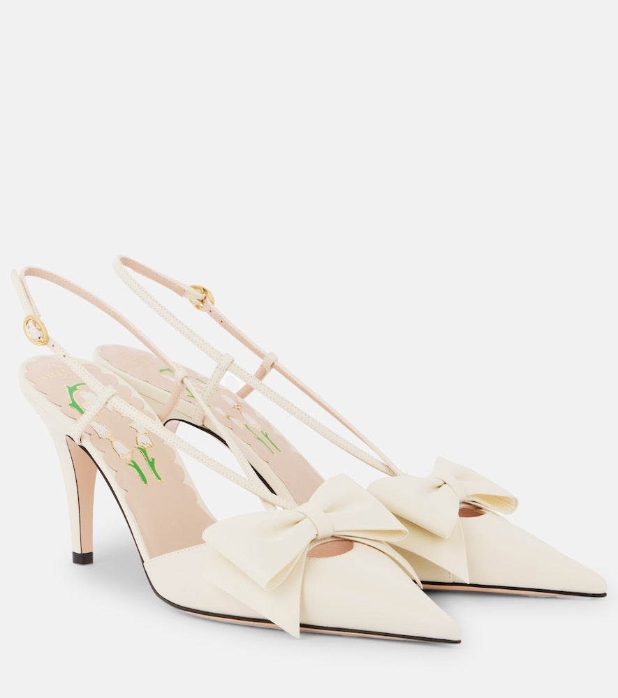 Valentino Garavani Bowow 85 leather slingback pumps