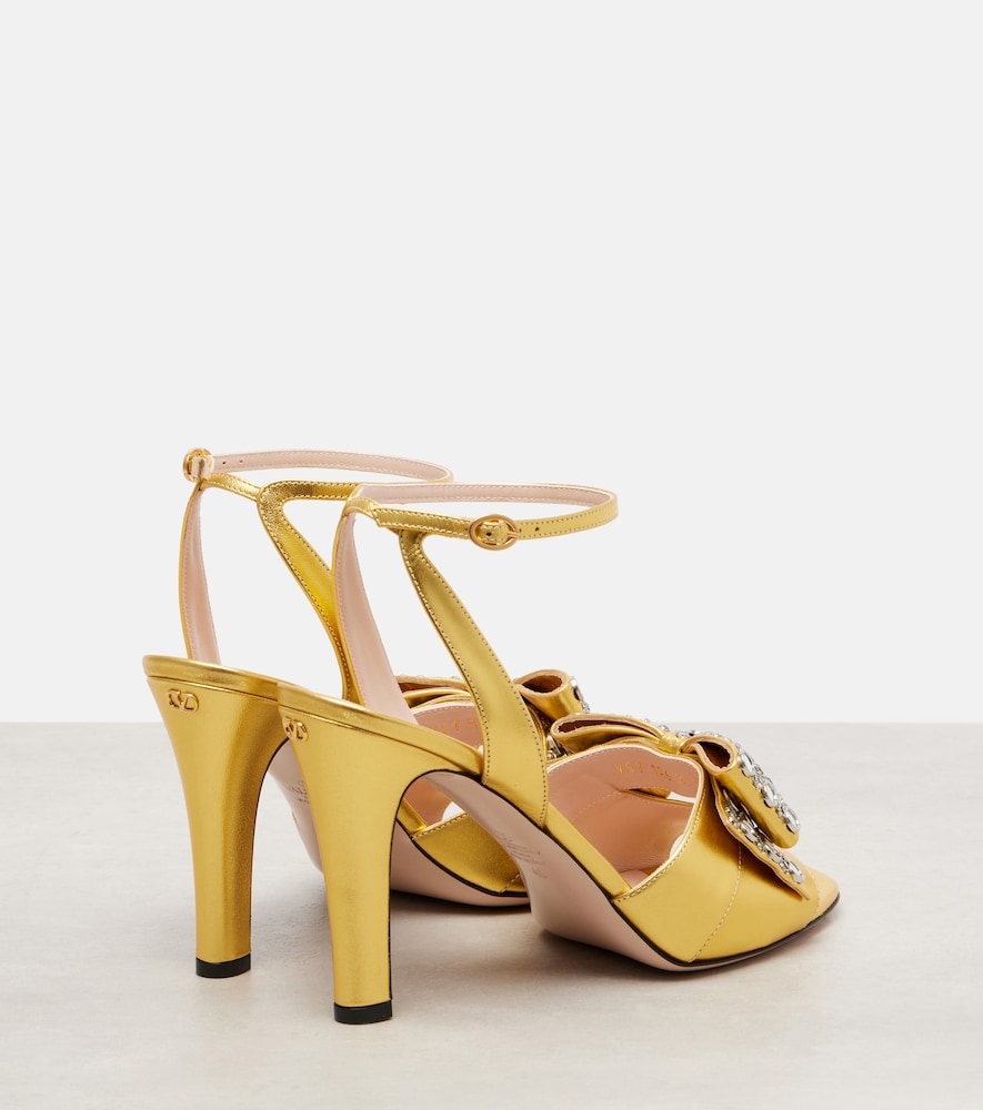 Valentino Garavani Bowow 95 embellished metallic leather sandals